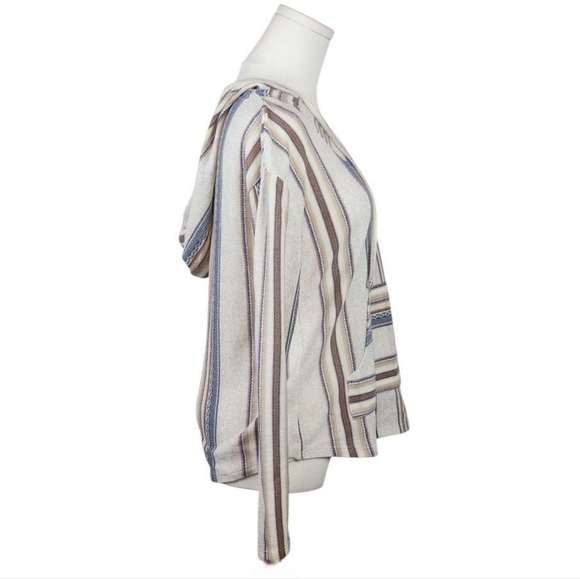 Wallflower Baja Hoodie Pullover M Boho Southwestern Striped Kangaroo Pocket Top - Picture 3 of 7
